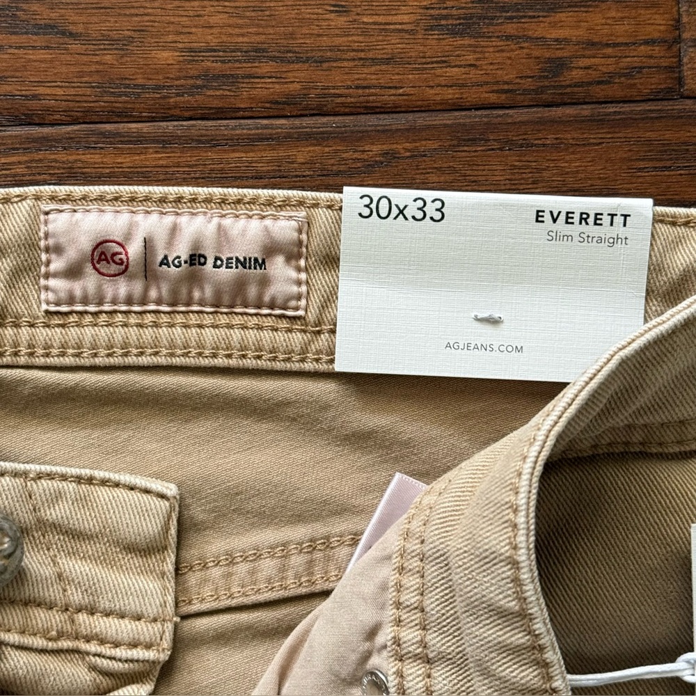 AG Everett Slim Straight Khaki/Beige Jeans 30x33 NWT - Picture 6 of 10